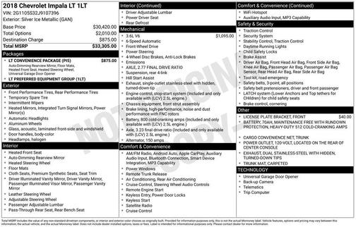 Silver Ice Metallic 2018 Chevrolet Impala 1LT