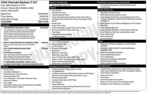 Mosaic Black Metallic 2026 Chevrolet Equinox 1LT