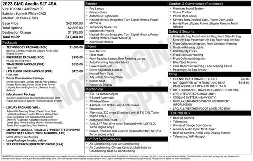 Summit White 2023 GMC Acadia AWD SLT