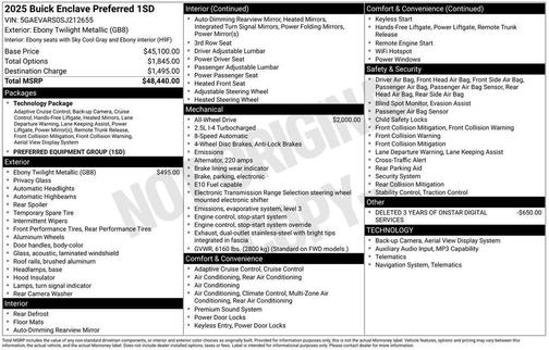 Ebony Twilight Metallic 2025 Buick Enclave Preferred FWD