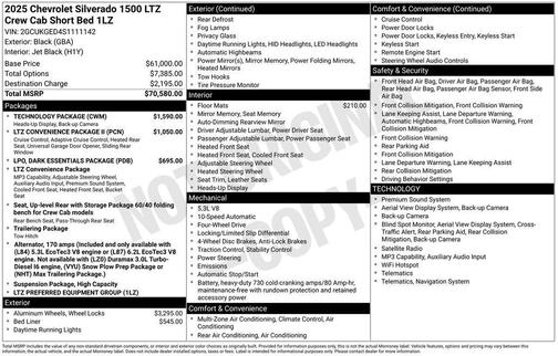 Black 2025 Chevrolet Silverado 1500 LTZ