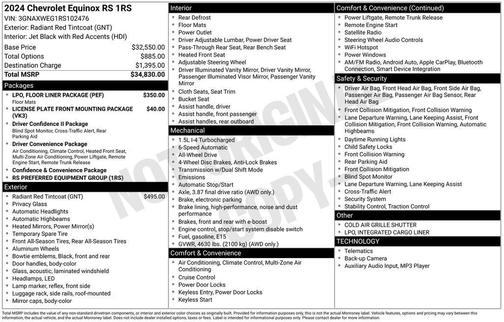 Radiant Red Tintcoat 2024 Chevrolet Equinox AWD RS