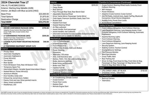 Sterling Gray Metallic 2024 Chevrolet Trax LT