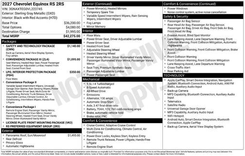 Sterling Gray Metallic 2027 Chevrolet Equinox RS AWD