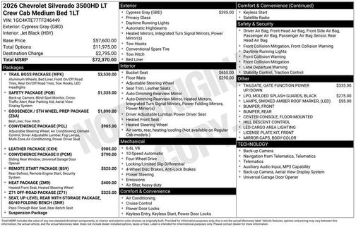 Cypress Gray 2026 Chevrolet Silverado 3500 LT