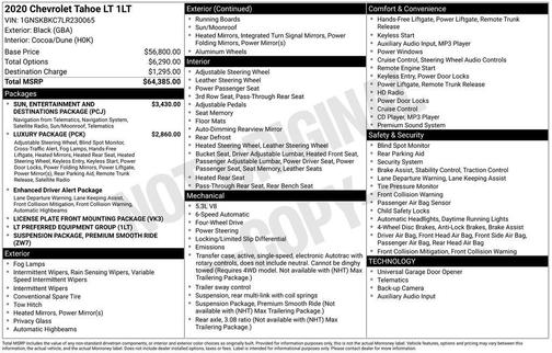 Black 2020 Chevrolet Tahoe LT