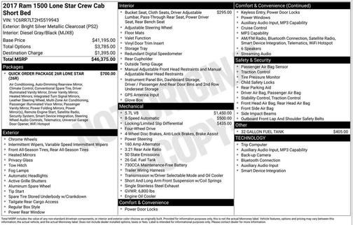 2017 RAM 1500 Lone Star