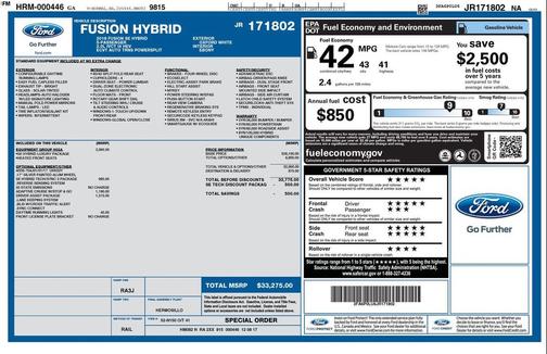 Oxford White 2018 Ford Fusion Hybrid SE