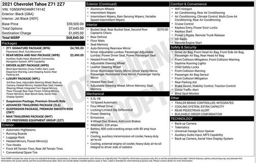 2021 Chevrolet Tahoe 4WD Z71