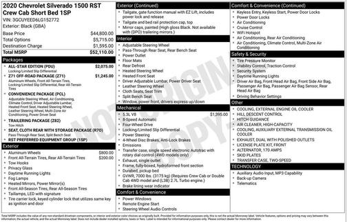 Black 2020 Chevrolet Silverado 1500 RST