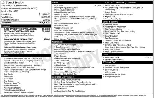 2017 Audi S8 4.0T Plus