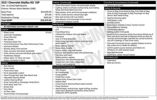 2021 Chevrolet Malibu FWD RS