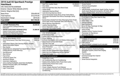 Glacier White 2018 Audi S5 3.0T Prestige