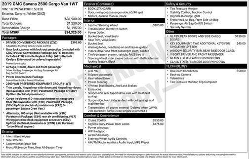 2019 GMC Savana 2500 Work Van