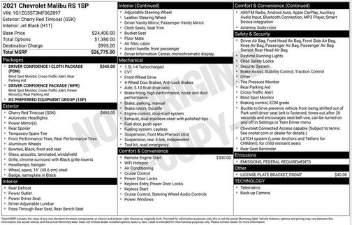 2021 Chevrolet Malibu FWD RS