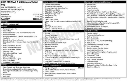 2021 Mazda Mazda3 FWD w/Select Package