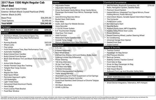 2017 RAM 1500 Night Regular Cab 4x2 6'4' Box