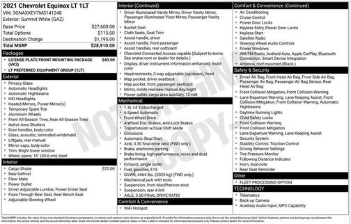 Summit White 2021 Chevrolet Equinox 1LT