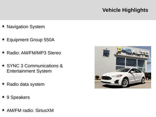 Oxford White 2019 Ford Fusion Hybrid SE