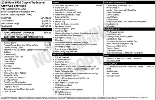Bright White Clearcoat 2019 RAM 1500 Tradesman