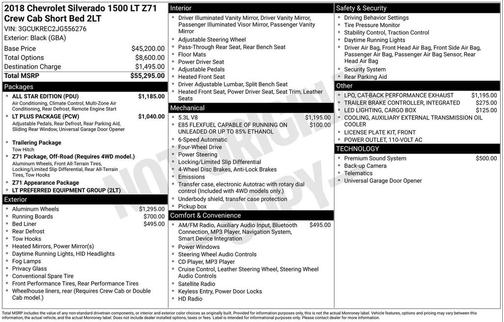 Black 2018 Chevrolet Silverado 1500 2LT