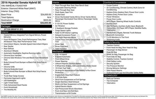 2016 Hyundai SONATA Hybrid SE