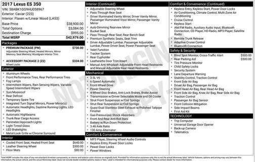 2017 Lexus ES 350 Base