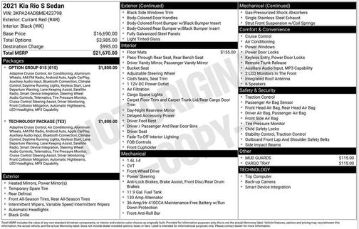 2021 Kia Rio S