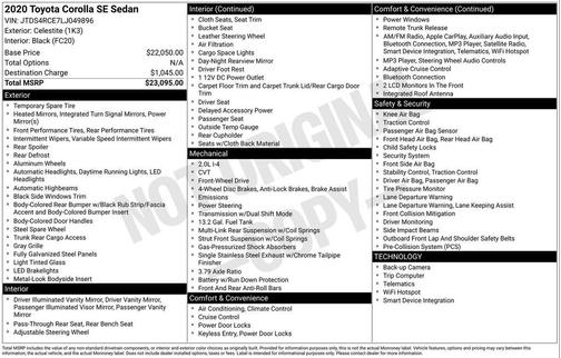 2020 Toyota Corolla SE