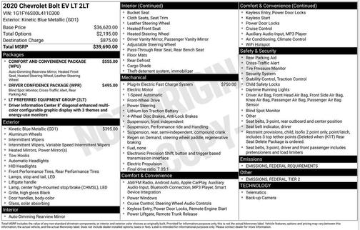 2020 Chevrolet Bolt EV FWD LT