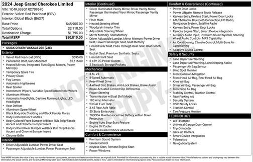 Velvet Red Pearlcoat 2024 Jeep Grand Cherokee Limited