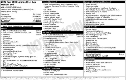 Billet Silver Metallic Clearcoat 2022 RAM 2500 Laramie Crew Cab 4x4 6'4' Box