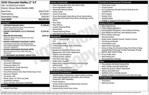 2020 Chevrolet Malibu FWD LT