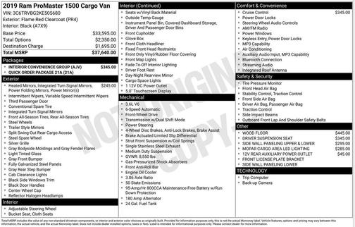Flame Red Clearcoat 2019 RAM ProMaster 1500 Base