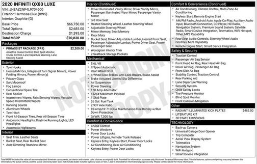 2020 INFINITI QX80 Luxe