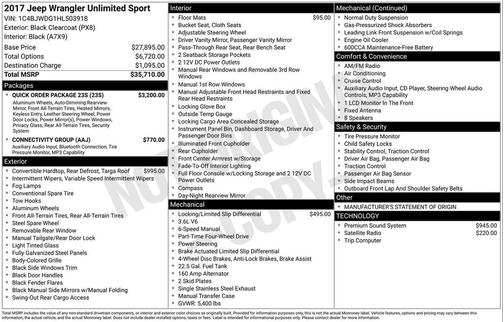 2017 Jeep Wrangler Unlimited Sport