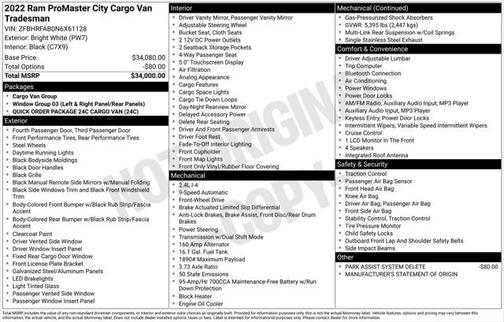 2022 RAM ProMaster City Tradesman