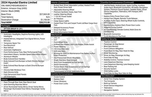 Amazon Gray 2024 Hyundai ELANTRA Limited