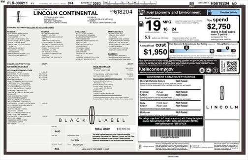 2017 Lincoln Continental Black Label