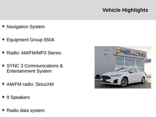 Oxford White 2019 Ford Fusion Hybrid SE
