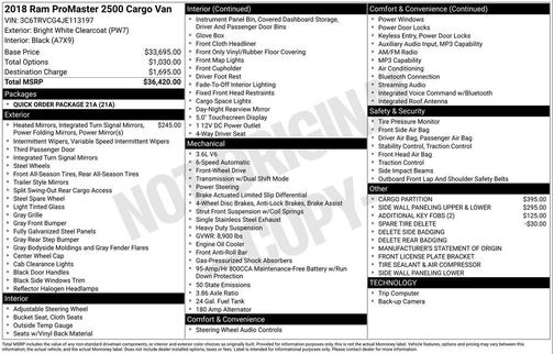 Bright White Clearcoat 2018 RAM ProMaster 2500 High Roof