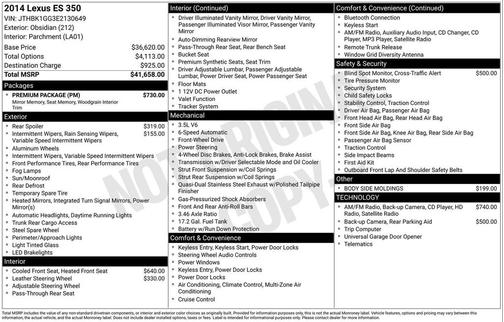2014 Lexus ES 350 Base