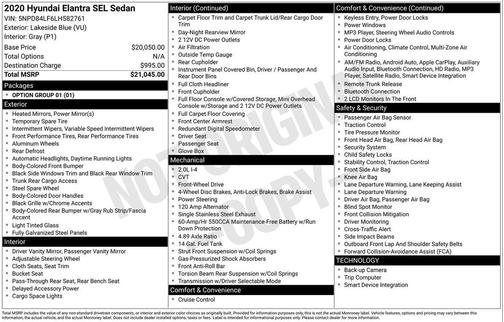 2020 Hyundai ELANTRA SEL