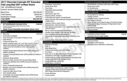 Summit White 2017 Chevrolet Colorado WT