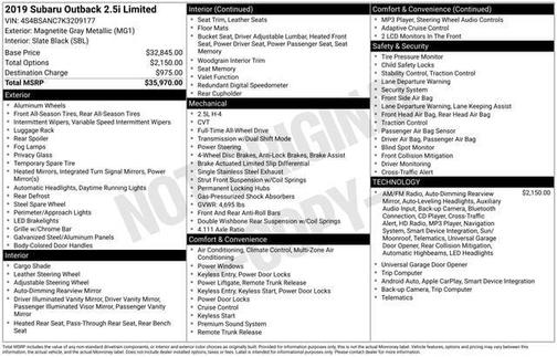 2019 Subaru Outback 2.5i Limited