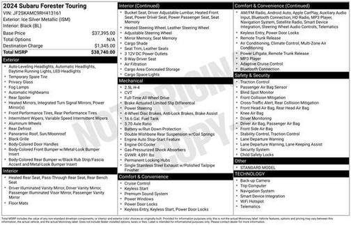 Ice Silver Metallic 2024 Subaru Forester Touring