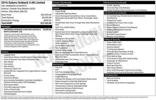 2016 Subaru Outback 3.6R Limited