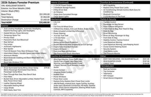 Ice Silver Metallic 2026 Subaru Forester Premium