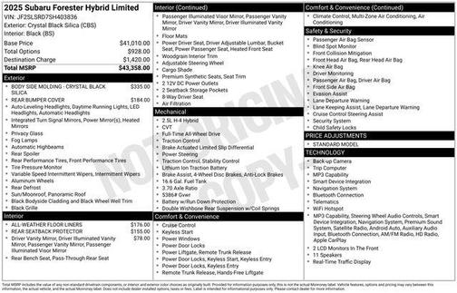 Crystal Black Silica 2025 Subaru Forester Hybrid Limited
