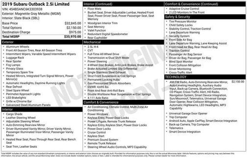 2019 Subaru Outback 2.5i Limited